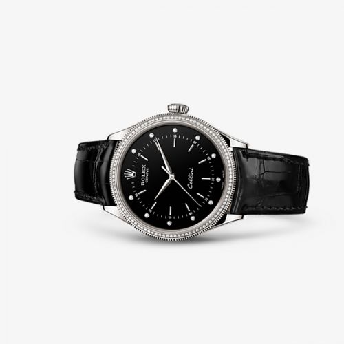 Rolex Cellini Time White Gold Diamond Black