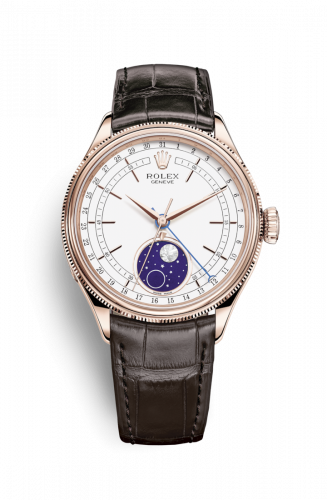 Rolex Cellini Moonphase Everose White Alligator