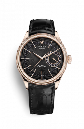 Rolex Cellini Date Everose Black Alligator