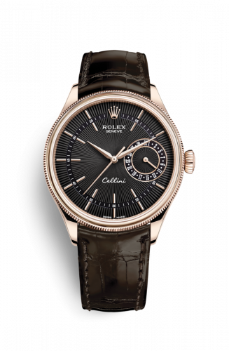 Rolex Cellini Date Everose Black Alligator