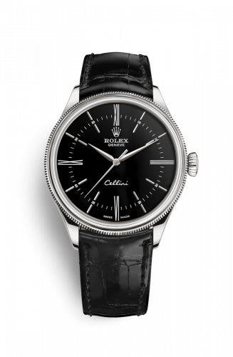 Rolex Cellini Time White Gold Black Alligator Black