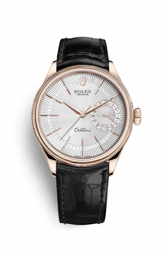 Rolex Cellini Date Everose Silver Alligator