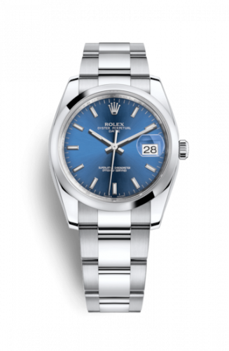 Rolex Oyster Perpetual Date 34 Stainless Steel Domed Oyster Blue
