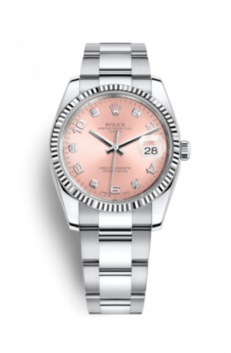 Rolex Oyster Perpetual Date 34 Stainless Steel Fluted Oyster Pink Arabic
