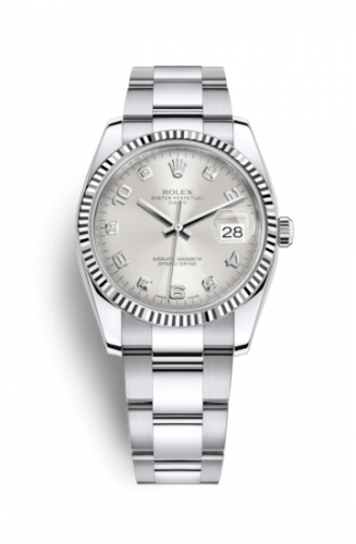 Rolex Oyster Perpetual Date 34 Stainless Steel Fluted Oyster Silver Arabic