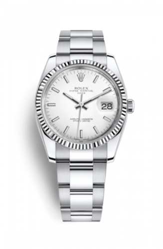 Rolex Oyster Perpetual Date 34 Stainless Steel Fluted Oyster White
