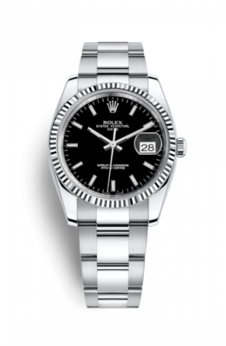 Rolex Oyster Perpetual Date 34 Stainless Steel Fluted Oyster Black