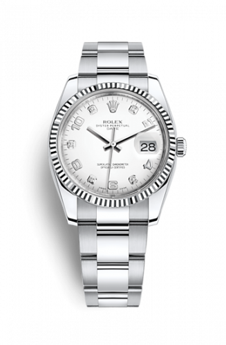 Rolex Oyster Perpetual Date 34 Stainless Steel Fluted Oyster White Arabic