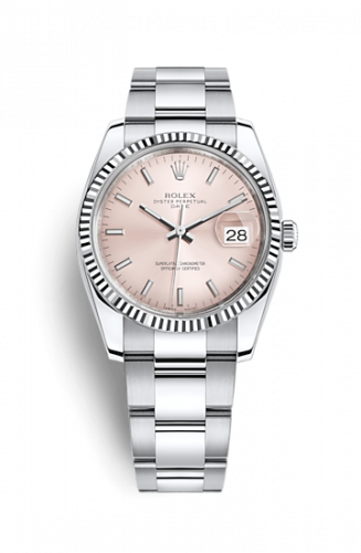 Rolex Oyster Perpetual Date 34 Stainless Steel Fluted Oyster Pink