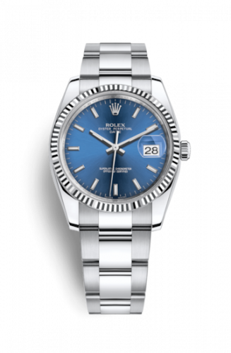 Rolex Oyster Perpetual Date 34 Stainless Steel Fluted Oyster Blue