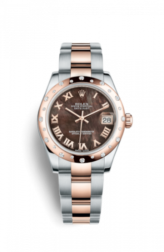 Rolex Datejust 31 Rolesor Everose Domed Diamond Oyster Black MOP Roman