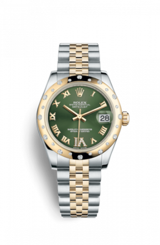 Rolex Datejust 31 Rolesor Yellow Domed Diamond Jubilee Olive Roman