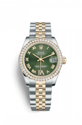 Rolex Datejust 31 Rolesor Yellow Diamond Jubilee Green Roman