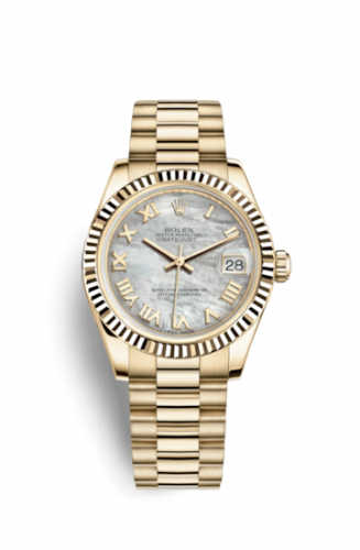 Rolex Datejust 31 Yellow Gold Fluted President MOP Roman