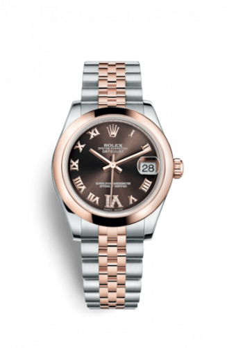 Rolex Datejust 31 Rolesor Everose Domed Jubilee Chocolate Roman