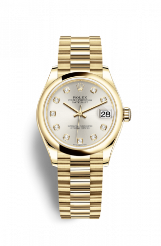 Rolex Datejust 31 Yellow Gold Domed Silver - Diamond President
