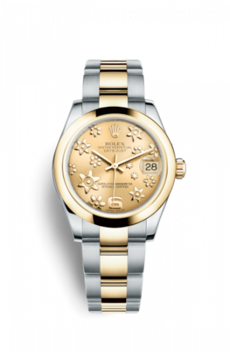 Rolex Datejust 31 Rolesor Yellow Domed Oyster Champagne Floral
