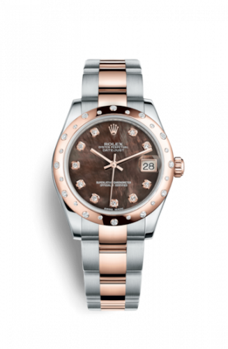 Rolex Datejust 31 Rolesor Everose Domed Diamond Oyster Black MOP