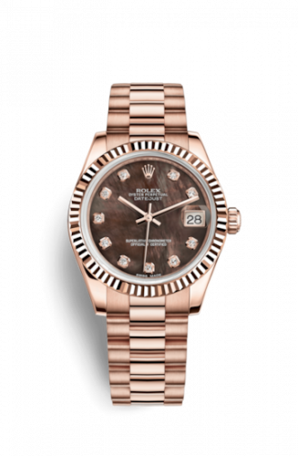 Rolex Datejust 31 Everose Fluted President Black MOP