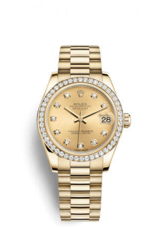 Rolex Datejust 31 Yellow Gold Diamond President Champagne Diamond