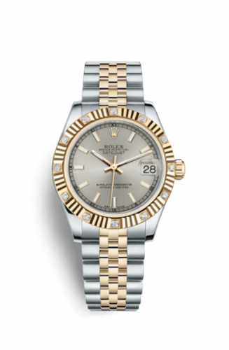 Rolex Datejust 31 Rolesor Yellow Fluted Diamond Jubilee Silver