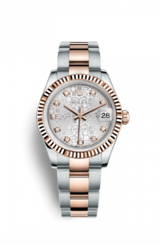 Rolex Datejust 31 Rolesor Everose Fluted Jubilee Silver Computer