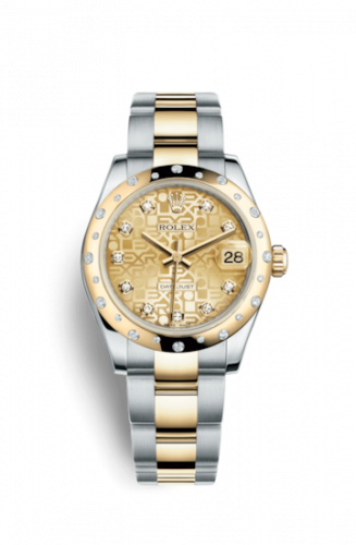Rolex Datejust 31 Rolesor Yellow Domed Diamond Oyster Champagne Computer