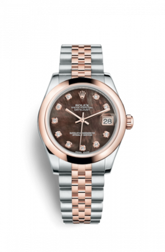 Rolex Datejust 31 Rolesor Everose Domed Jubilee Black MOP