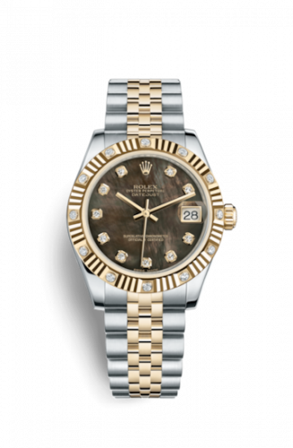 Rolex Datejust 31 Rolesor Yellow Fluted Diamond Jubilee Black MOP