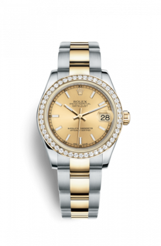 Rolex Datejust 31 Rolesor Yellow Diamond Oyster Champagne