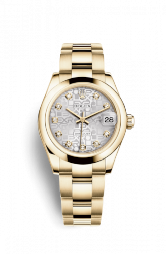 Rolex Datejust 31 Yellow Gold Domed Oyster Silver Computer