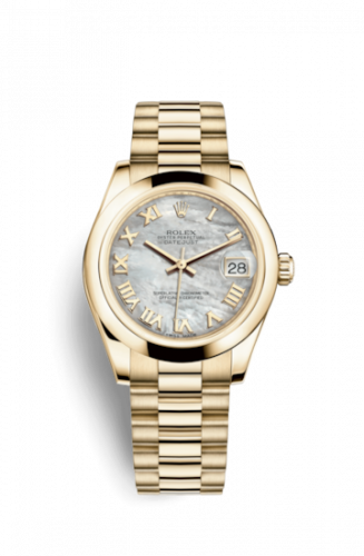 Rolex Datejust 31 Yellow Gold Domed President MOP Roman