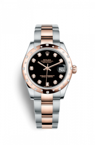 Rolex Datejust 31 Rolesor Everose Domed Diamond Oyster Black Diamond