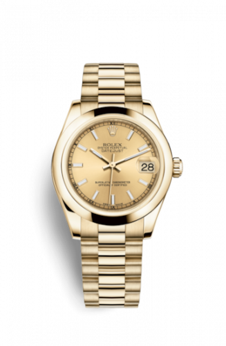 Rolex Datejust 31 Yellow Gold Domed President Champagne