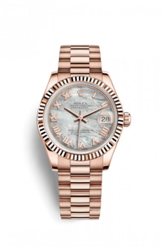 Rolex Datejust 31 Everose Fluted President MOP Roman