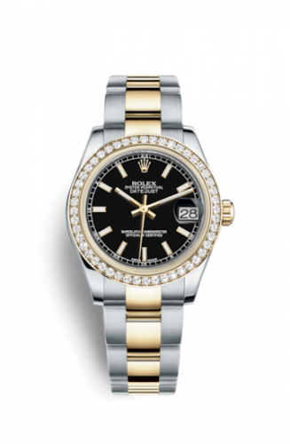 Rolex Datejust 31 Rolesor Yellow Diamond Oyster Black