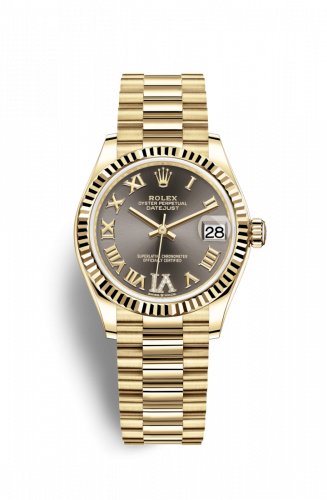 Rolex Datejust 31 Yellow Gold Fluted Grey - Roman President