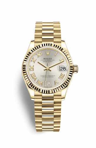Rolex Datejust 31 Yellow Gold Fluted Silver - Roman President