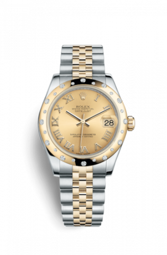Rolex Datejust 31 Rolesor Yellow Domed Diamond Jubilee Champagne Roman