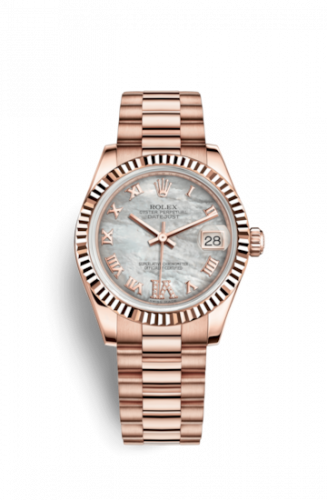 Rolex Datejust 31 Everose Fluted President MOP Roman