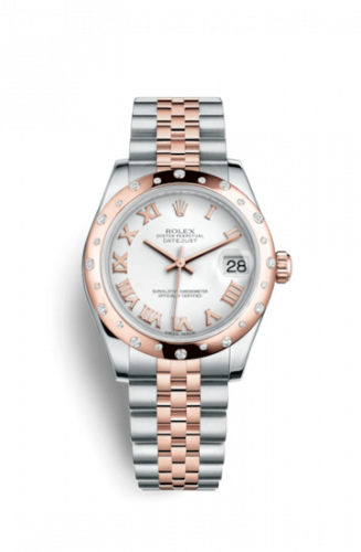 Rolex Datejust 31 Rolesor Everose Domed Diamond Jubilee White Roman