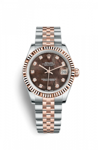 Rolex Datejust 31 Rolesor Everose Fluted Jubilee Black MOP