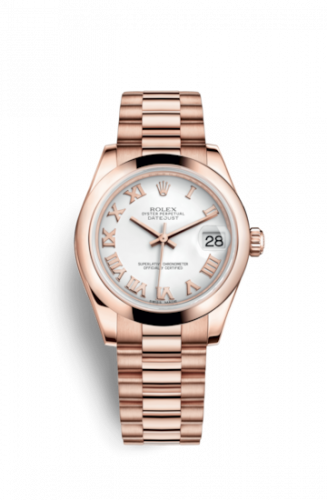 Rolex Datejust 31 Everose Domed President White Roman