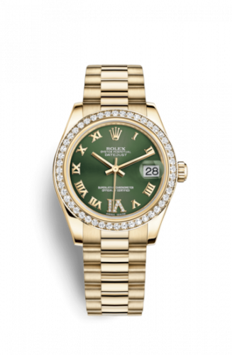 Rolex Datejust 31 Yellow Gold Diamond President Olive Roman