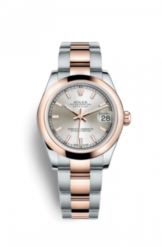 Rolex Datejust 31 Rolesor Everose Domed Oyster Silver
