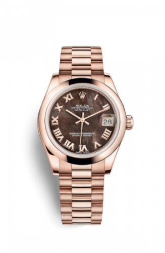 Rolex Datejust 31 Everose Domed President Brown MOP Roman