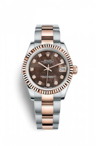 Rolex Datejust 31 Rolesor Everose Fluted Oyster Black MOP