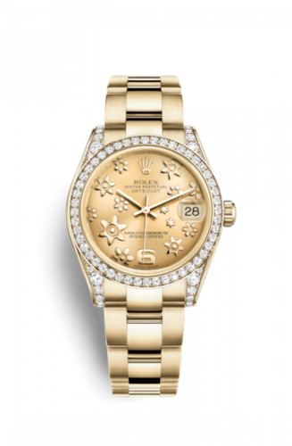 Rolex Datejust 31 Yellow Gold Diamond President Champagne Floral