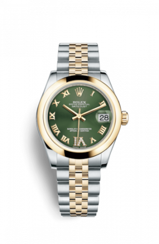 Rolex Datejust 31 Rolesor Yellow Domed Jubilee Olive Roman