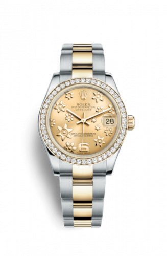 Rolex Datejust 31 Rolesor Yellow Diamond Oyster Champagne Floral